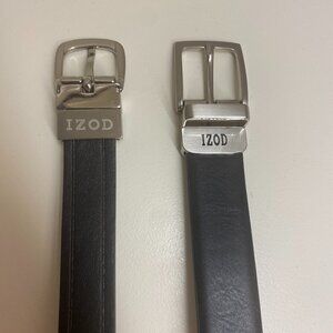 IZOD reversible dress belts (Lot of 2), black-to-brown, youth size Small (22-24)